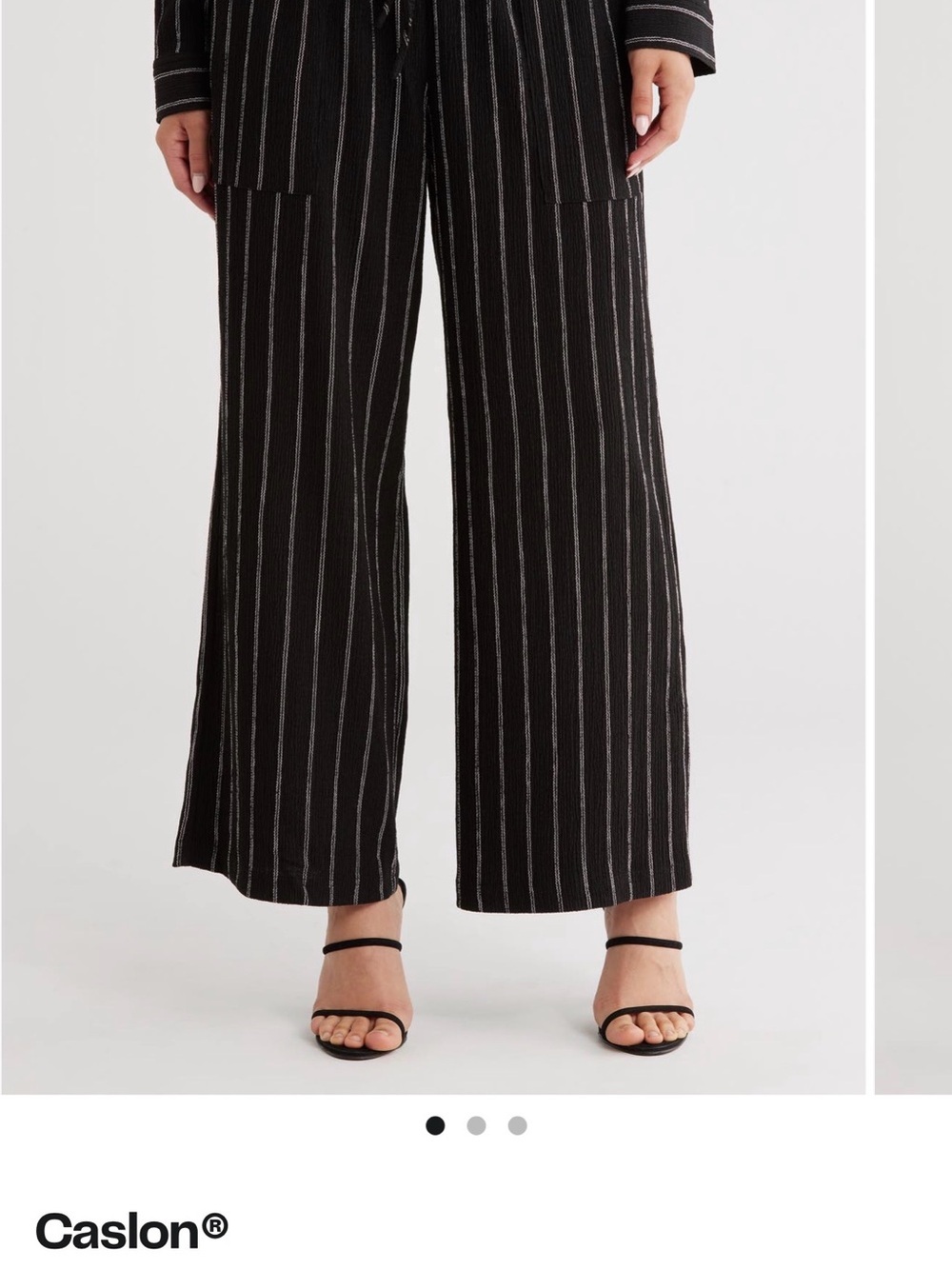 Caslon Black with White Pinstripe Wide-Leg Drawstring Pants
